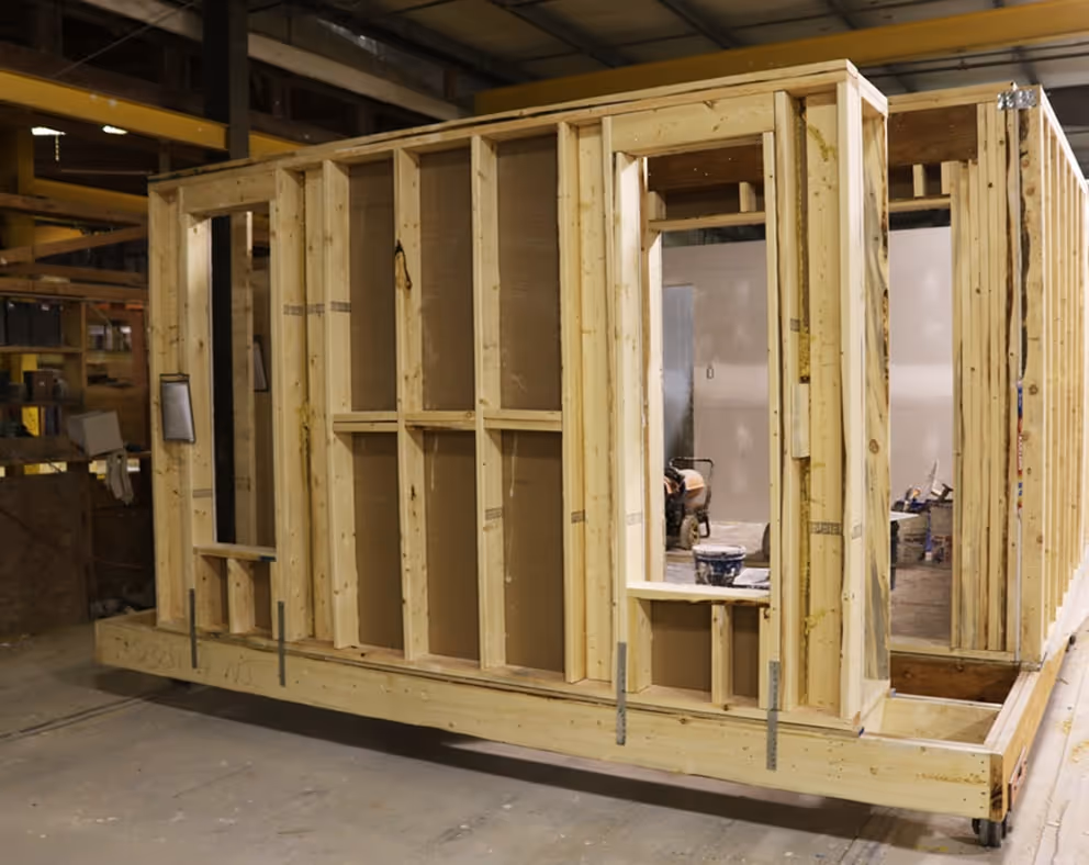 Section of modular home inside Icon Legacy plant