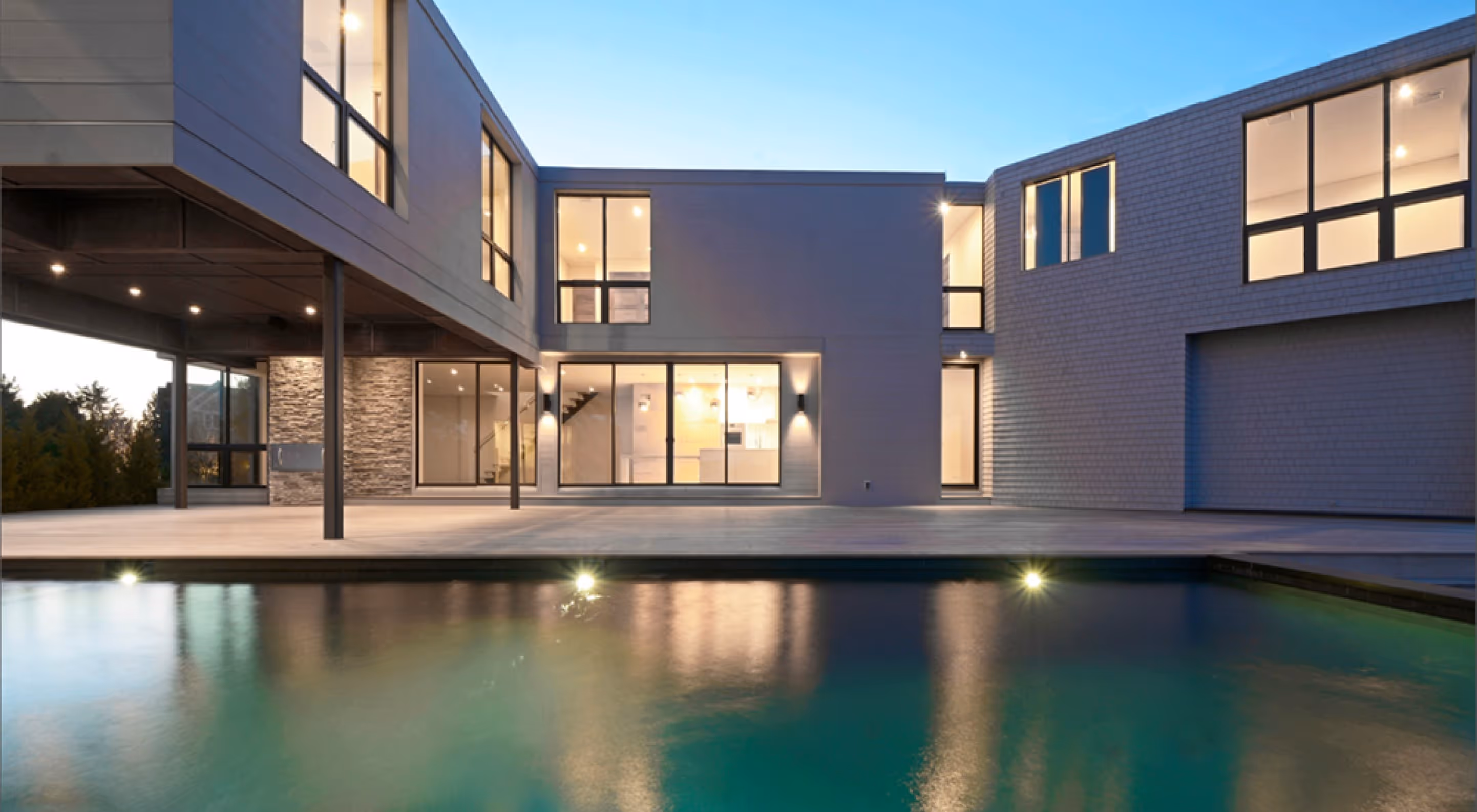 luxury modern modular home with swimming pool