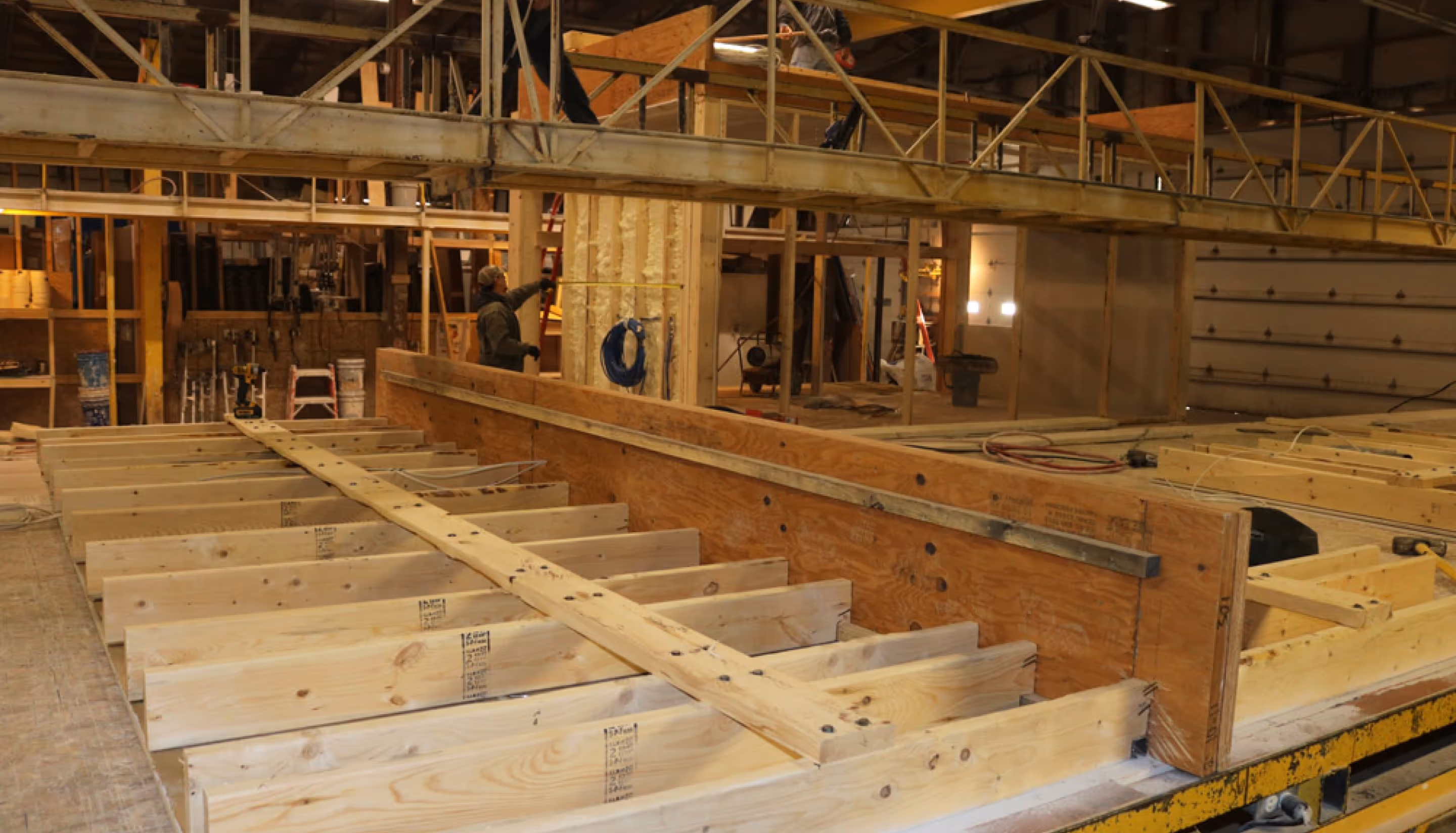 modular section of house inside factory