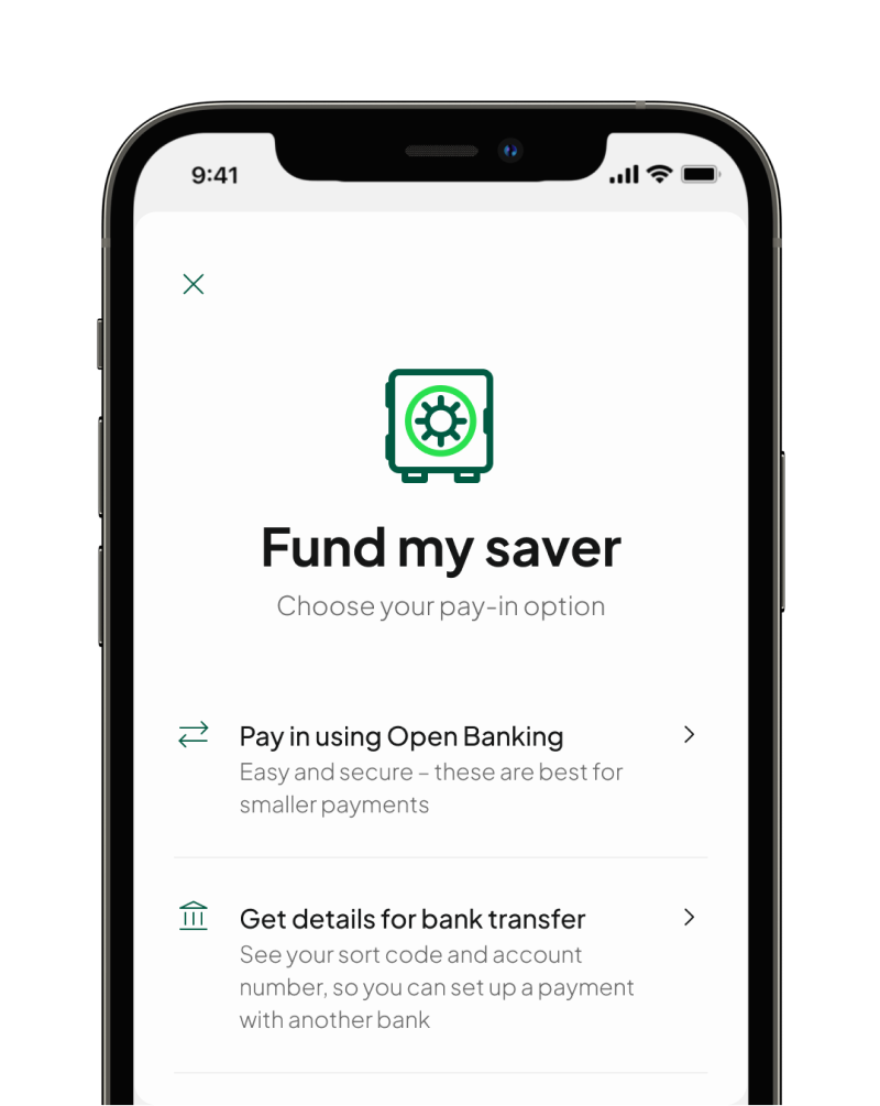 The Tandem App's smart phone screen displays an Instant Access Savings account, simplifying savings towards diverse financial goals.