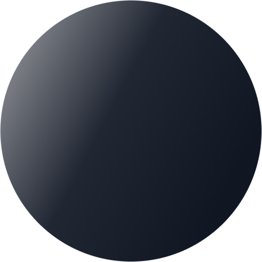 Glossy circular black button with a subtle gradient reflection.