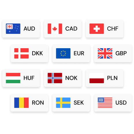 TruHedge same-day settlement across 12 currencies including GBP, EUR, USD, AUD and DKK — beating the banks' standard settlement times and moving your money faster for less