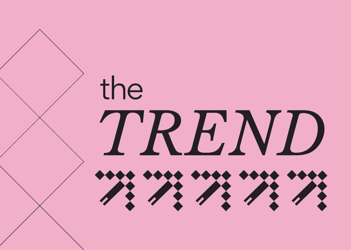 The Trend on a salmon coloured background