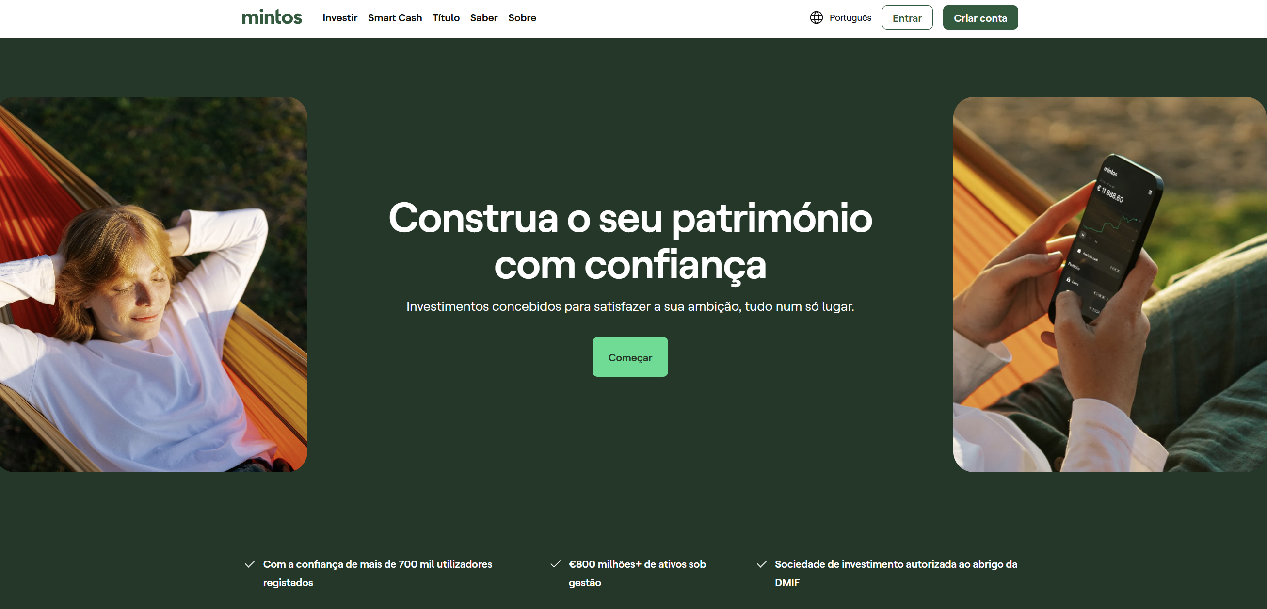 Página principal da Mintos em português