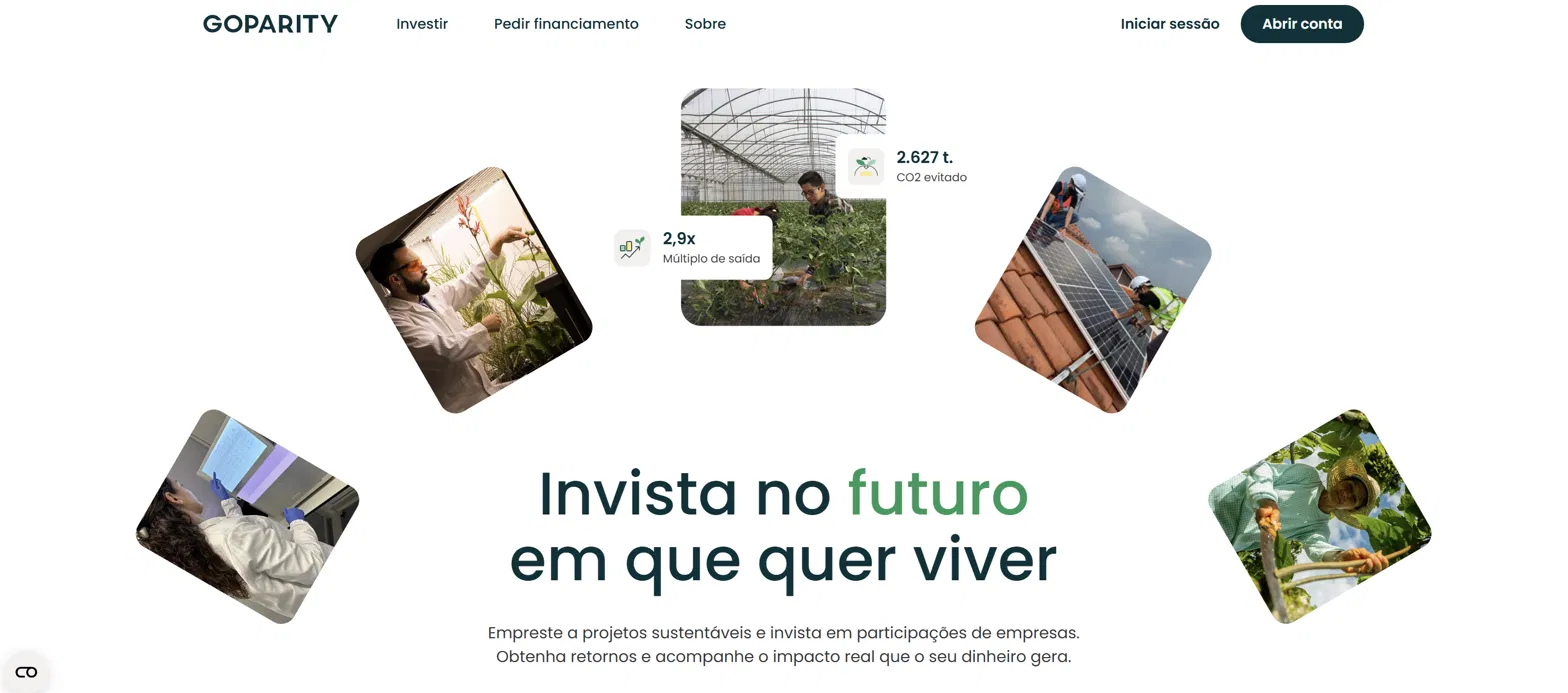 Página inicial da Goparity em português