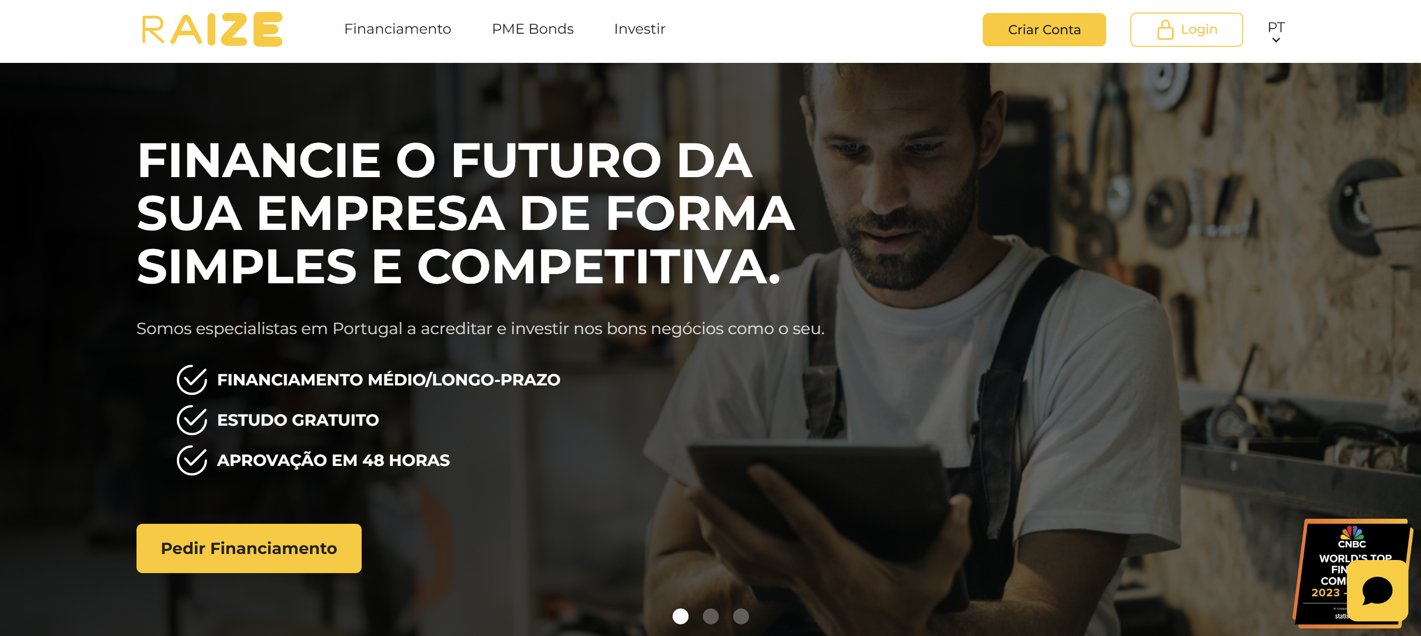 Página principal da Raize
