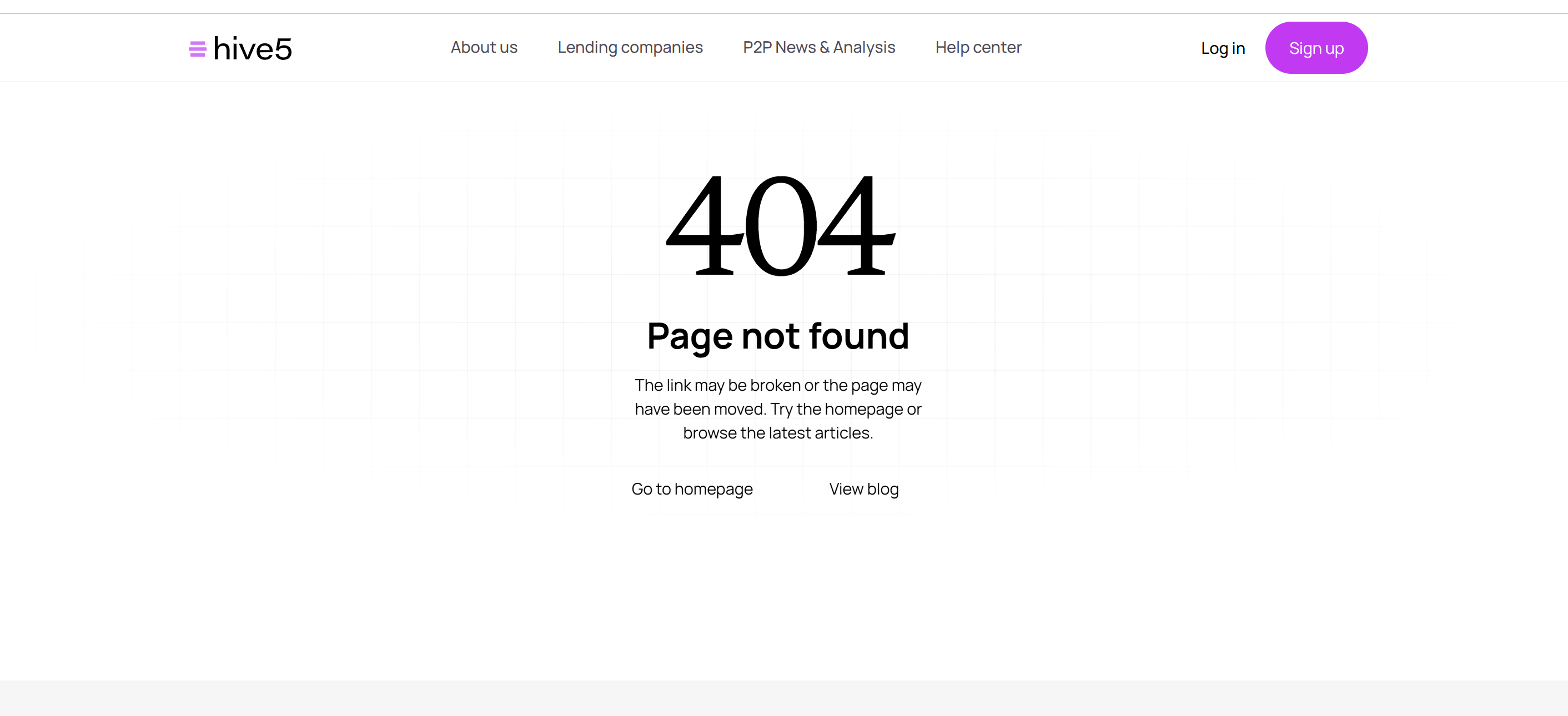 Erro 404 na página de loan originators da Hive5