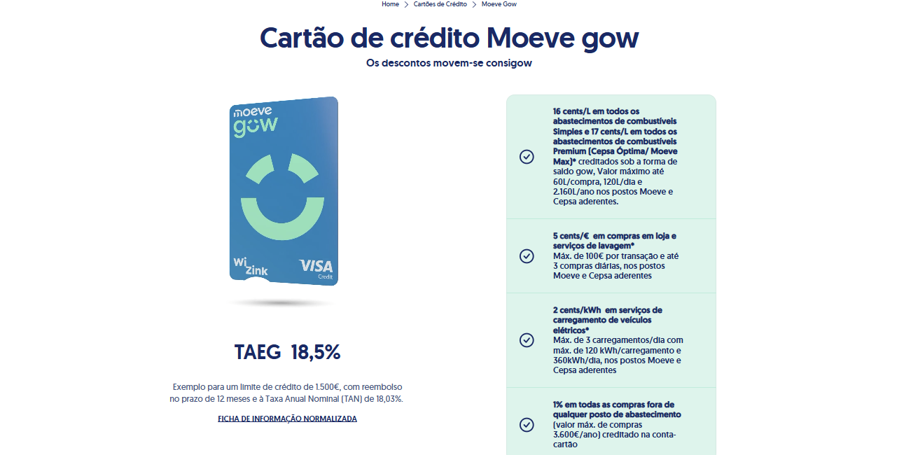 Desconto em combustível do cartão Moeve gow