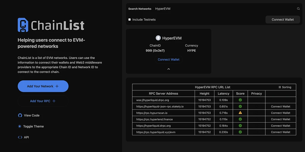 Add HyperEVM to MetaMask