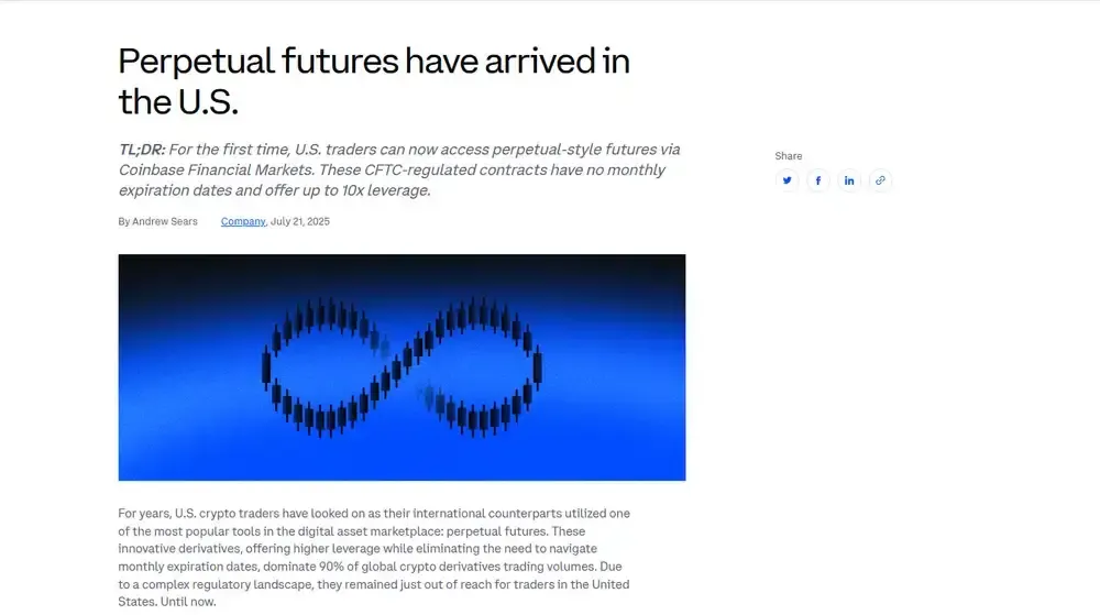 Coinbase Perpetuals Available in the U.S.