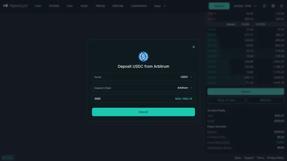 Deposit USDC to Hyperliquid