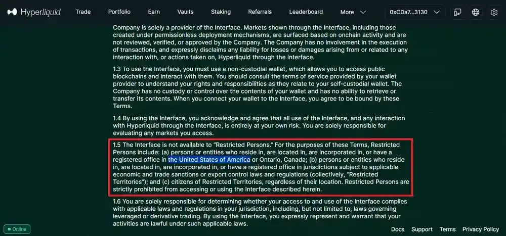 Hyperliquid USA Restrictions