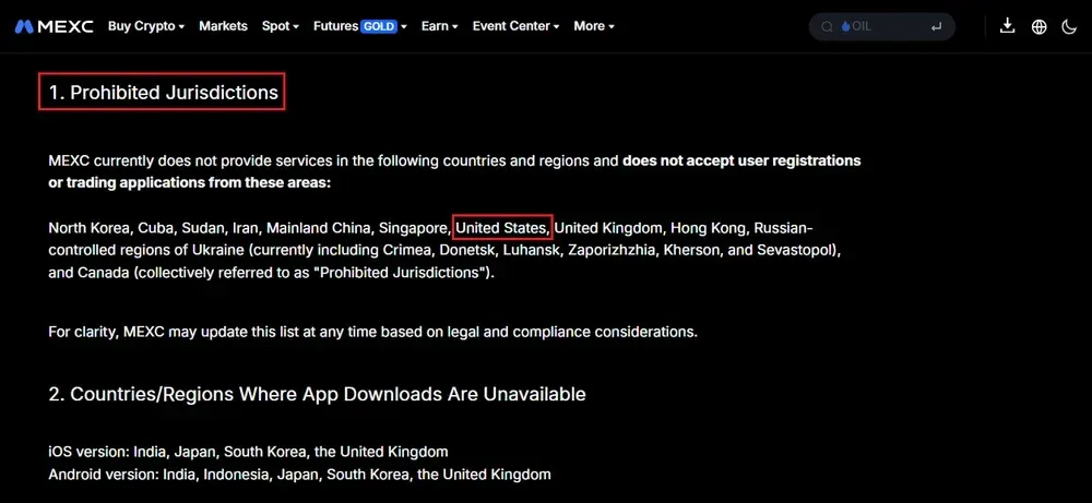 Is MEXC Available in the USA