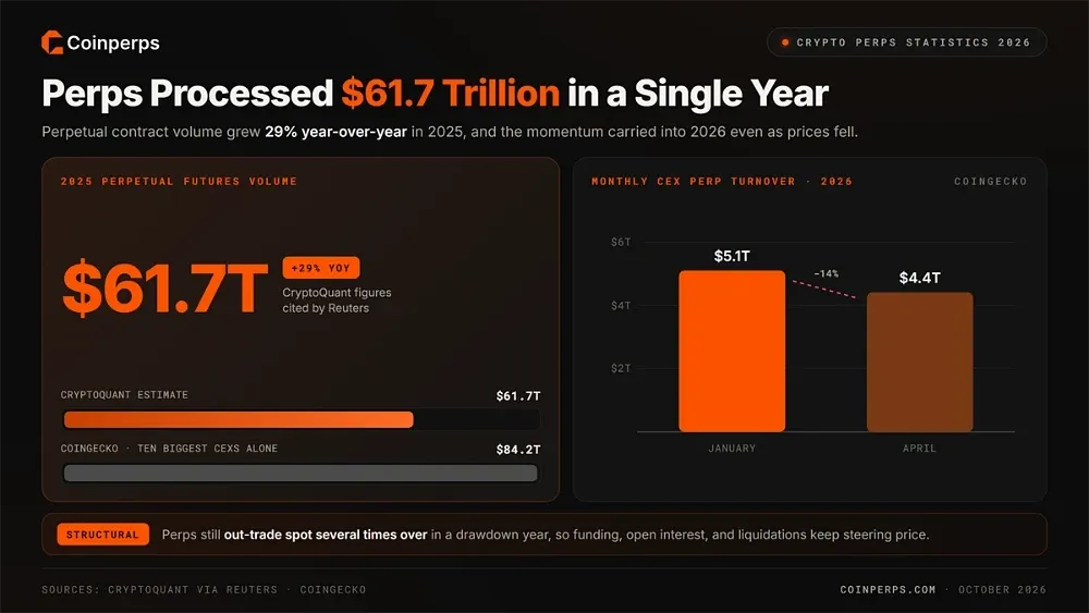 1. Бессрочные фьючерсы обработали $61,7 трлн за один год