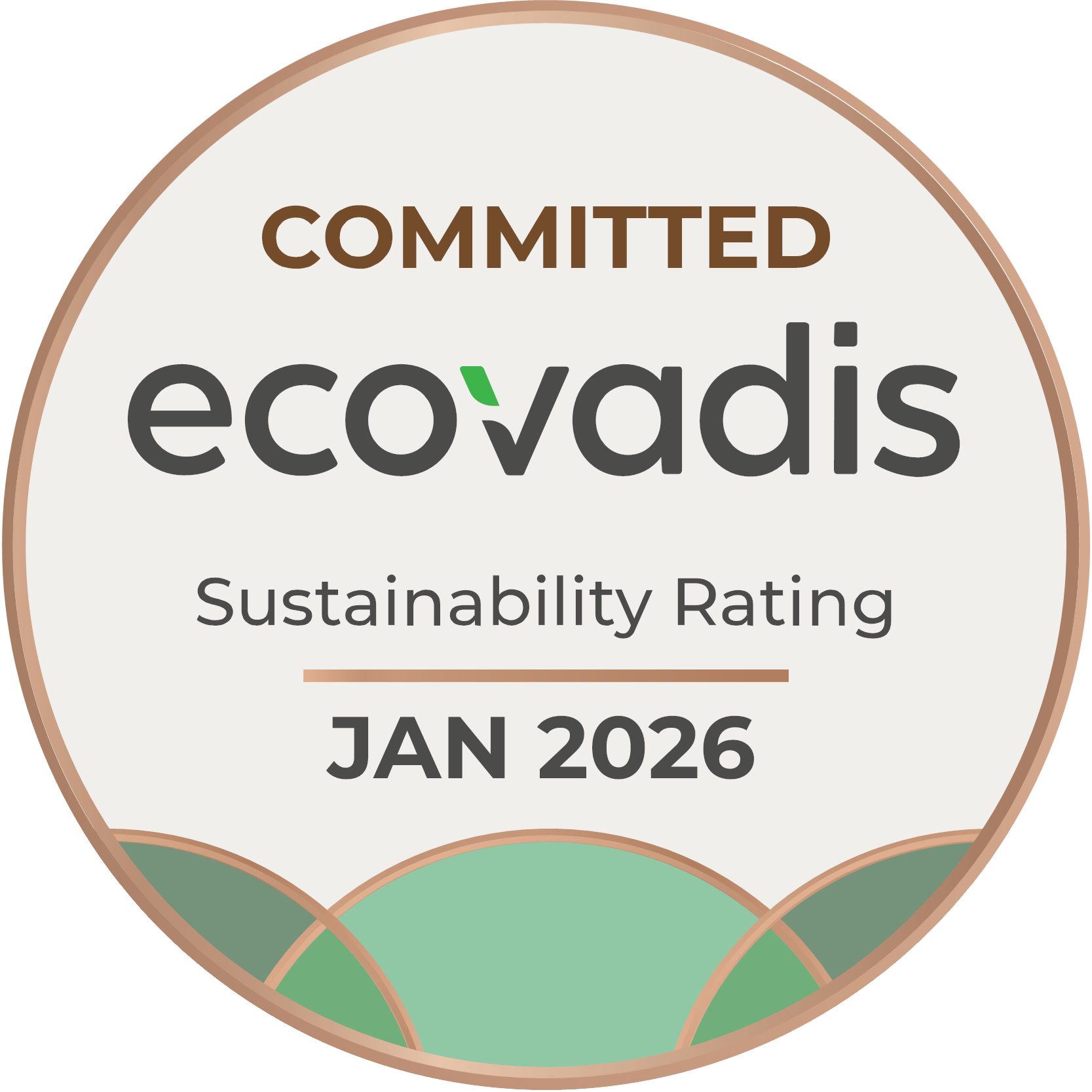 EcoVadis Committed Sustainability Rating badge valid until January 2026.
