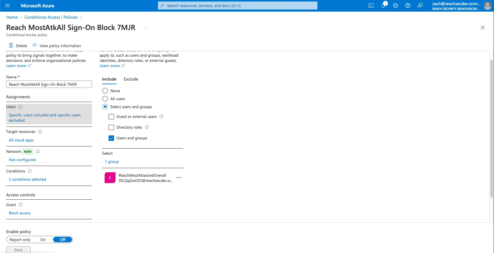 Review staged policy within Conditional Access.