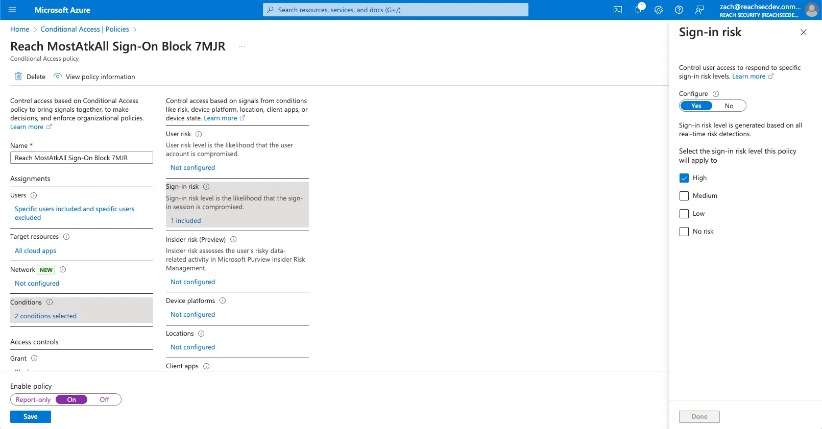 Flip to ”on” and take advantage of risk/contextual based sign-in attributes included in your license.