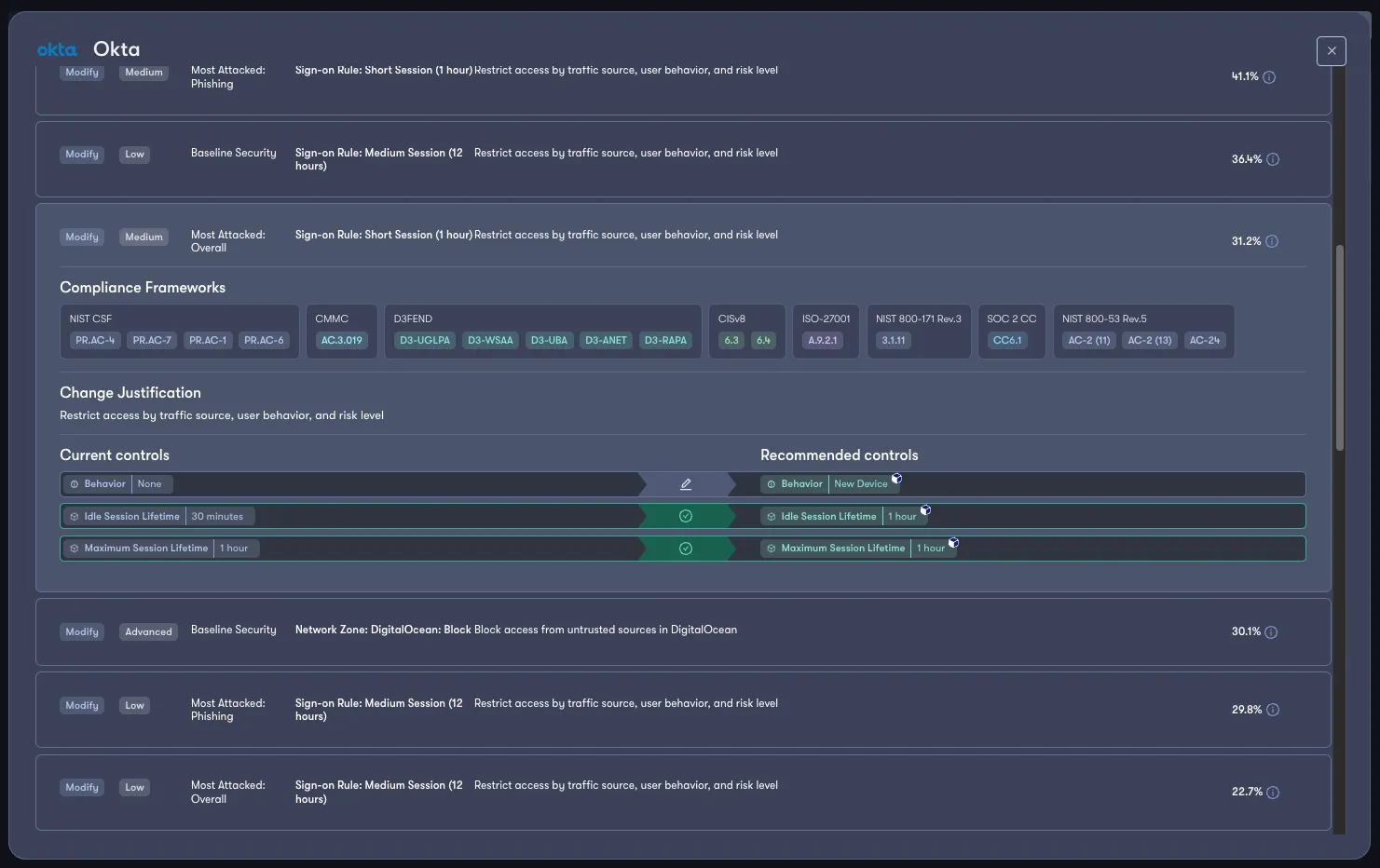 Reach detects drift and alerts that controls that were previously enabled are no longer enabled.