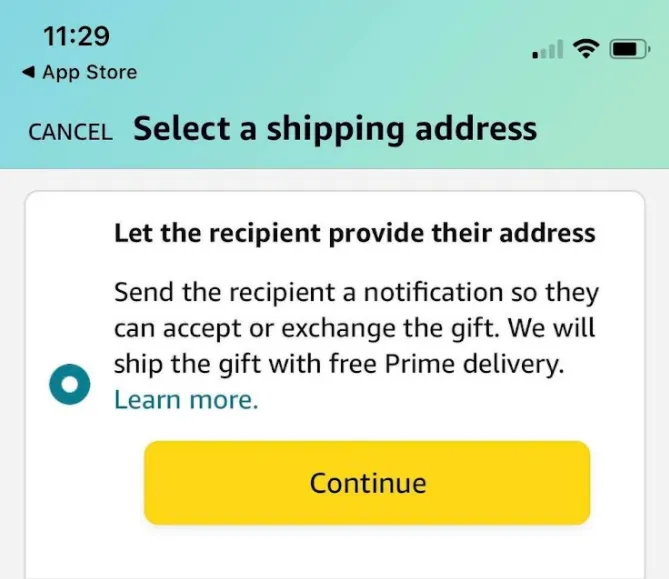 Amazon gift giving tech-let the recipient provide their address
