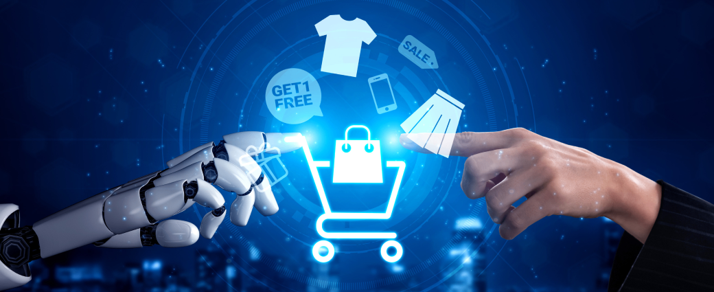 AI analyzing consumer shopping behavior to optimize digital promotions, personalize e-commerce campaigns, and enhance customer engagement across online