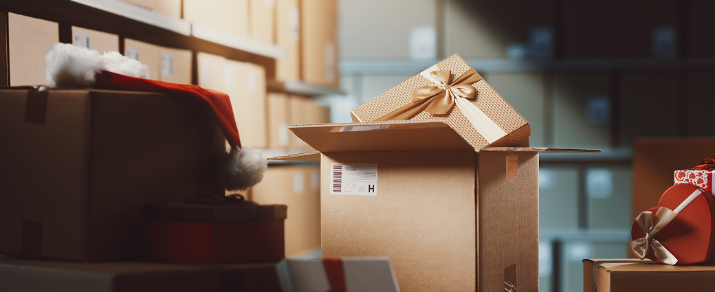 Christmas gifts at the warehouse