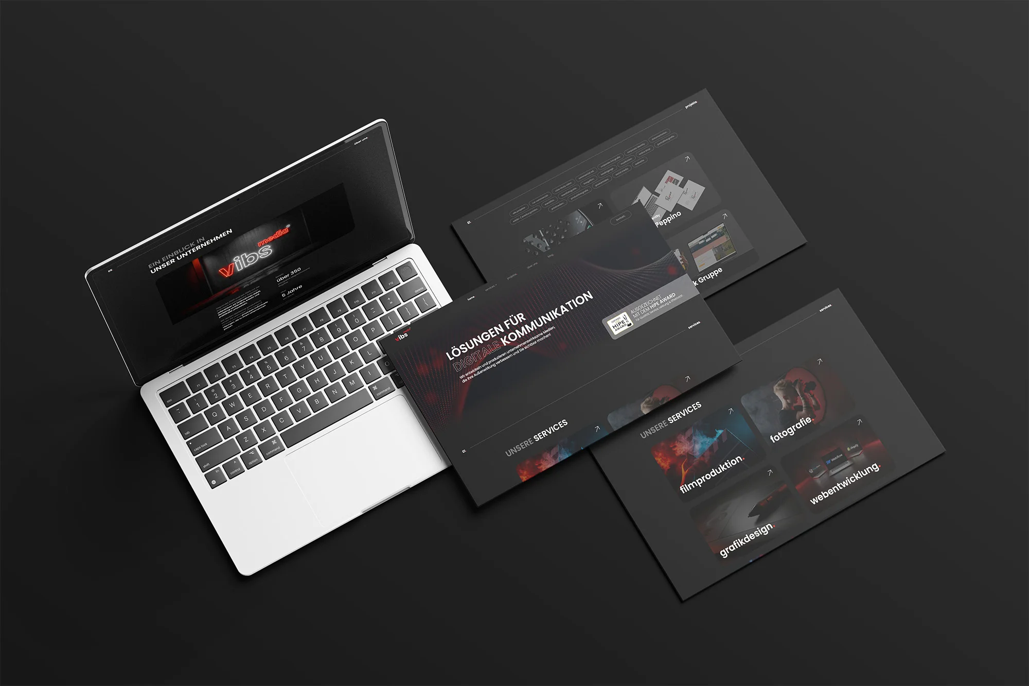 Mockup der vibs.media Website auf Desktop und Smartphone