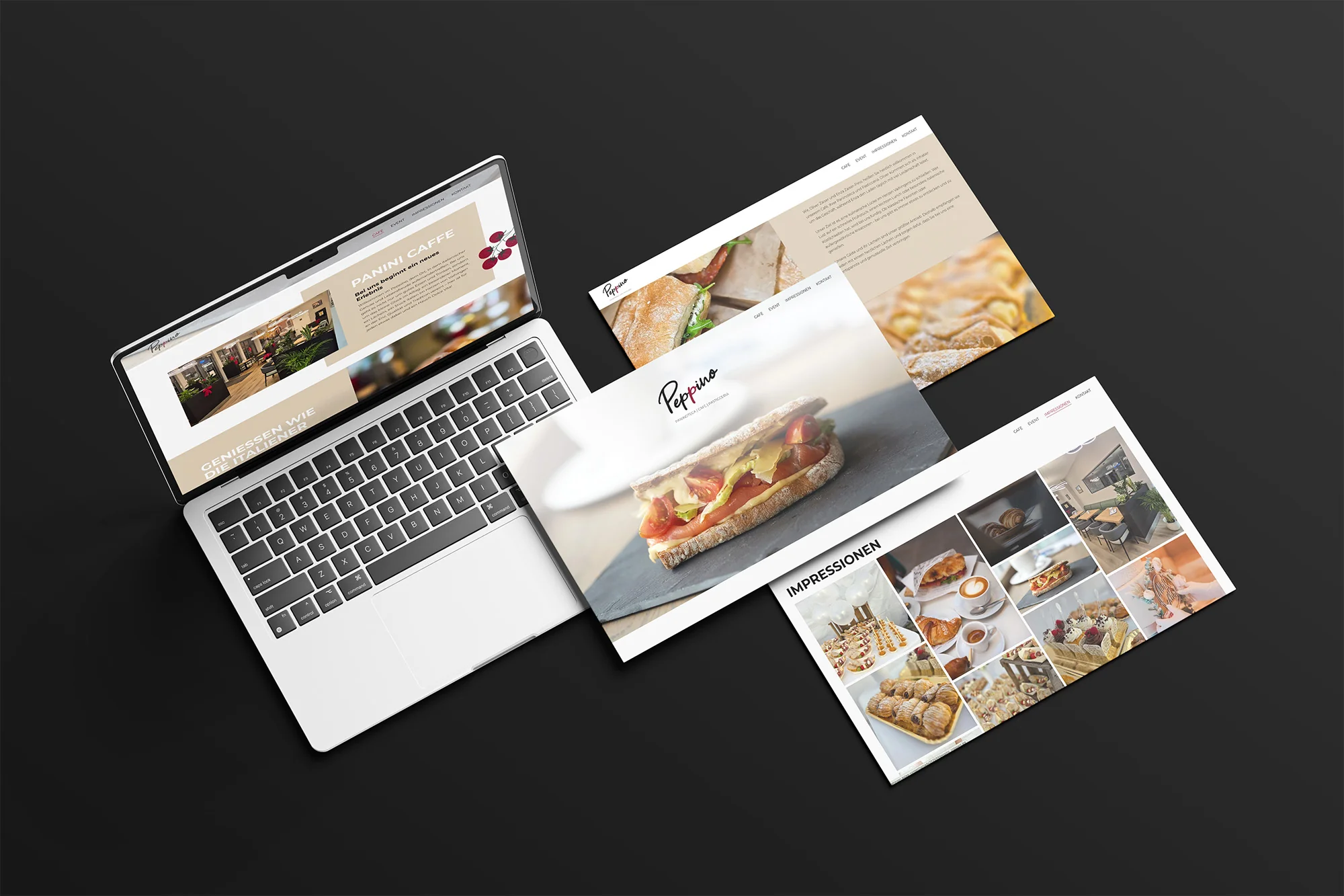 Café Peppino Logo-Mockup in roter Farbwelt
