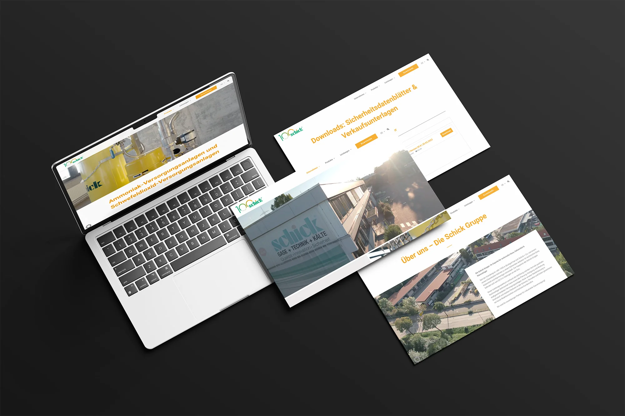 Mockup der neuen Schick Gruppe Unternehmenswebsite