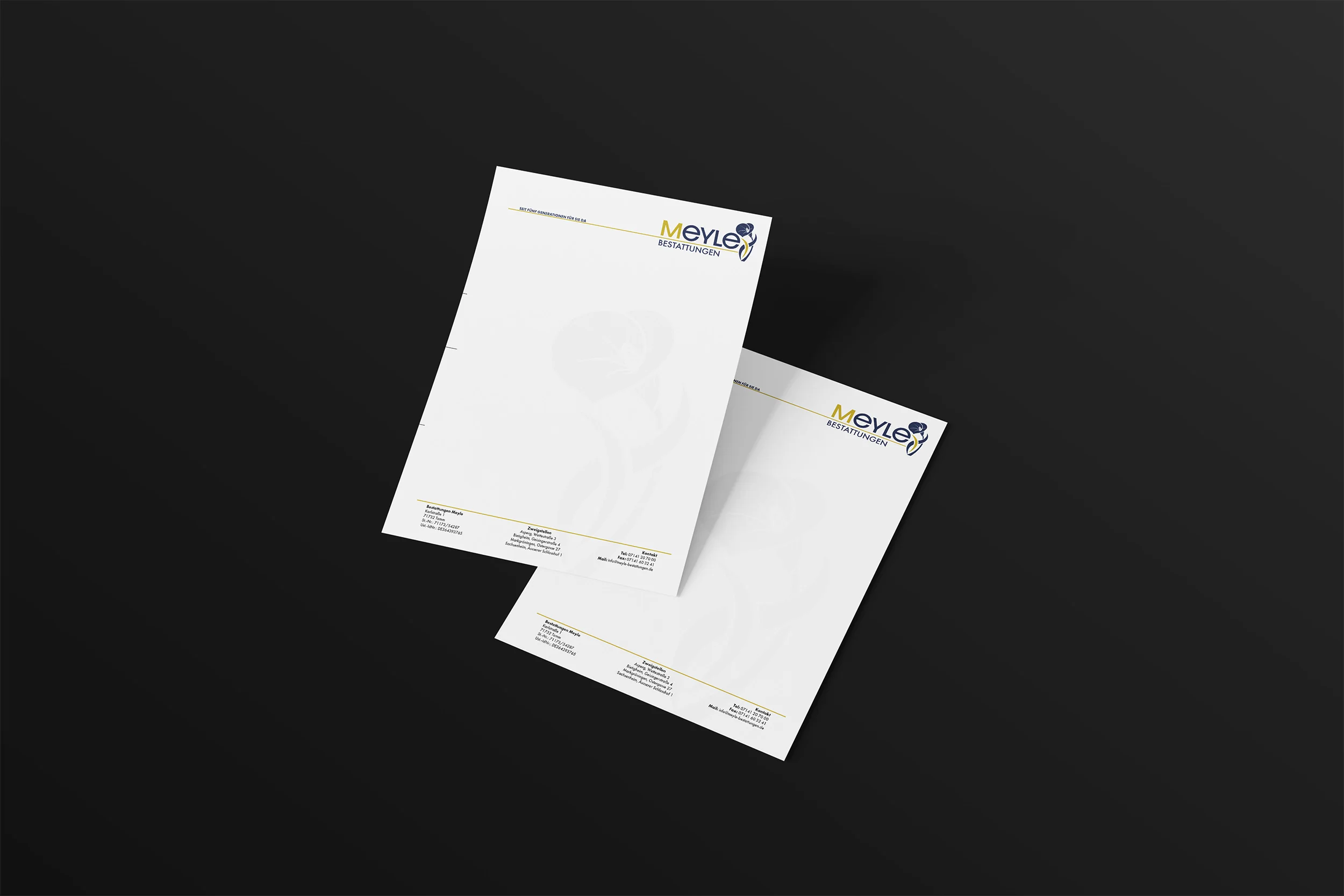 Meyle Bestattungen Corporate Design: Briefpapier
