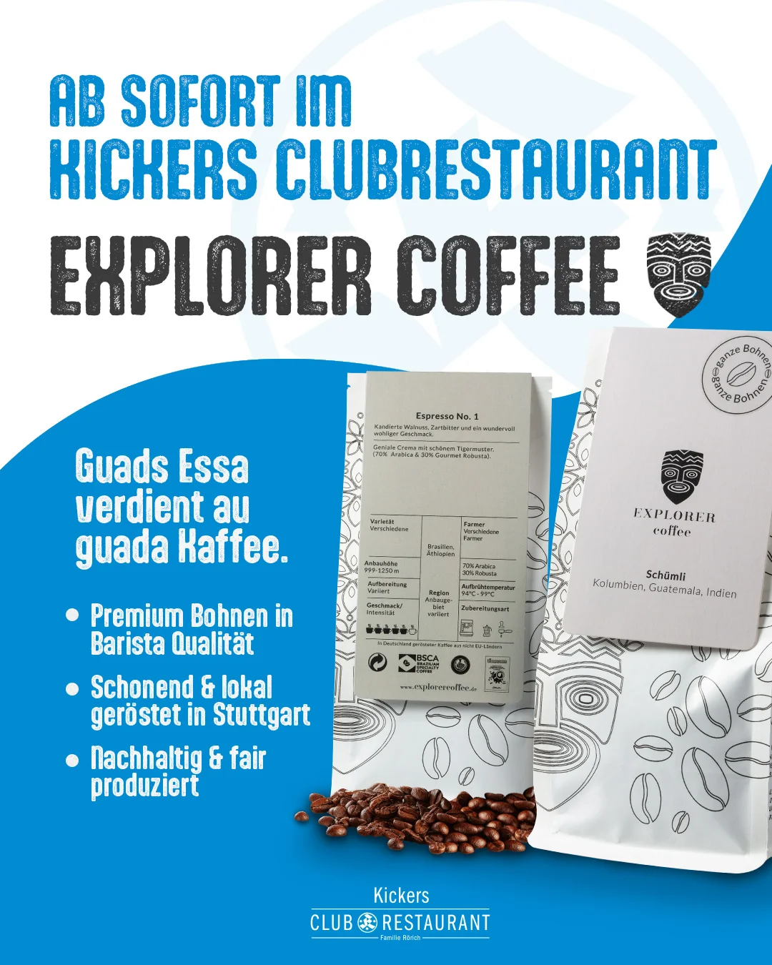 Social-Media-Beitrag für das Kickers Clubrestaurant – Beispiel 1