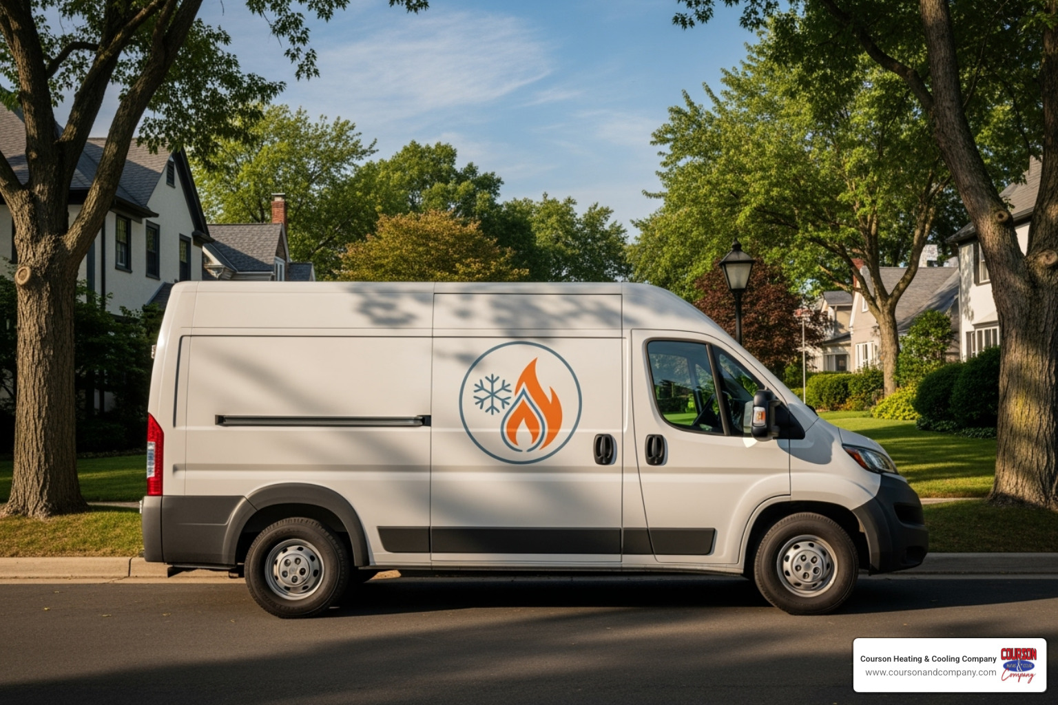 Courson & Company van in a friendly neighborhood setting - whole home air purification valrico fl