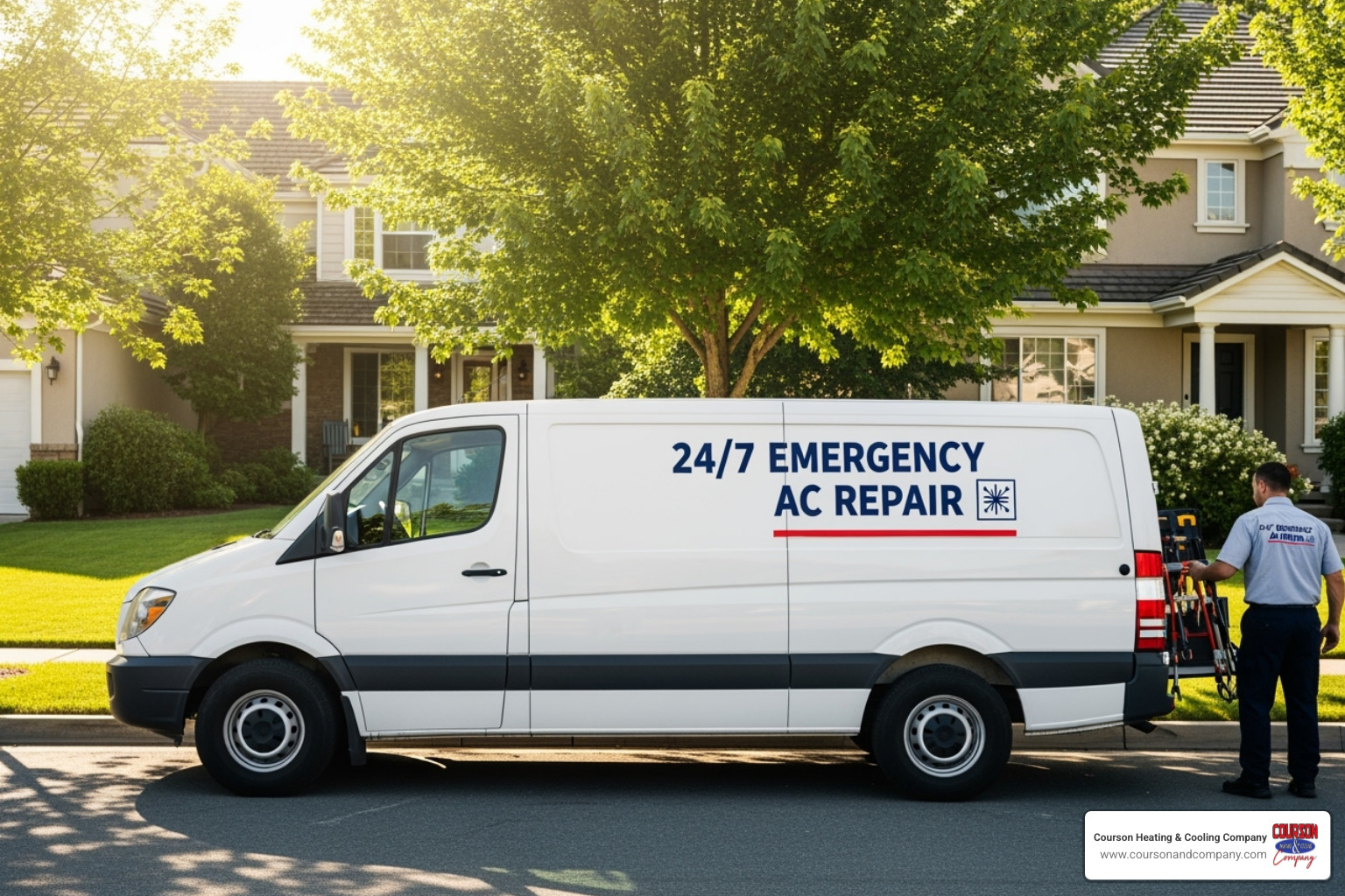 professional AC repair technician's van with 24/7 service advertised - 24 hour ac repair tampa bay fl