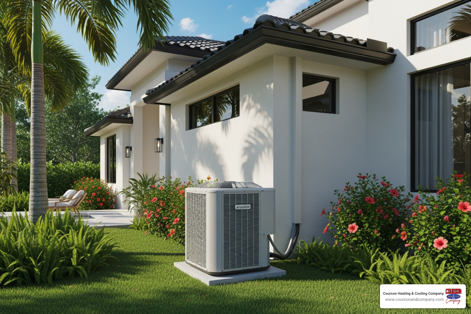 new, energy-efficient AC unit installed outside a Florida home - ac installation financing brandon fl