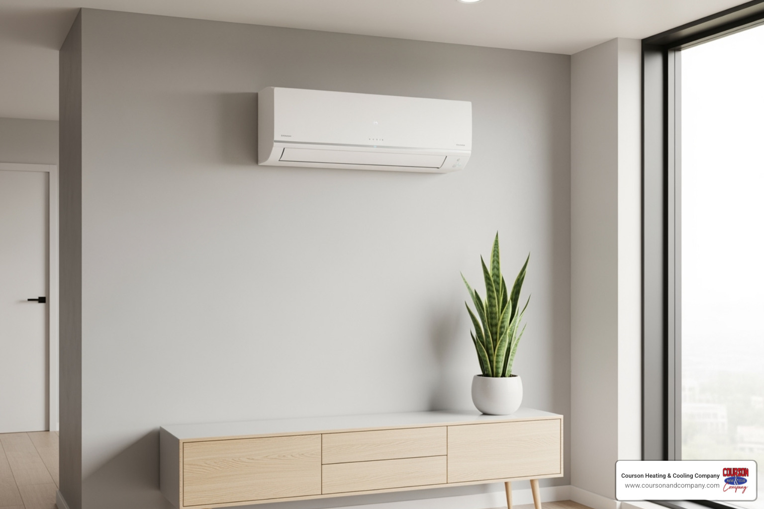 Clean, modern ductless mini-split unit on a wall - ac service brandon fl