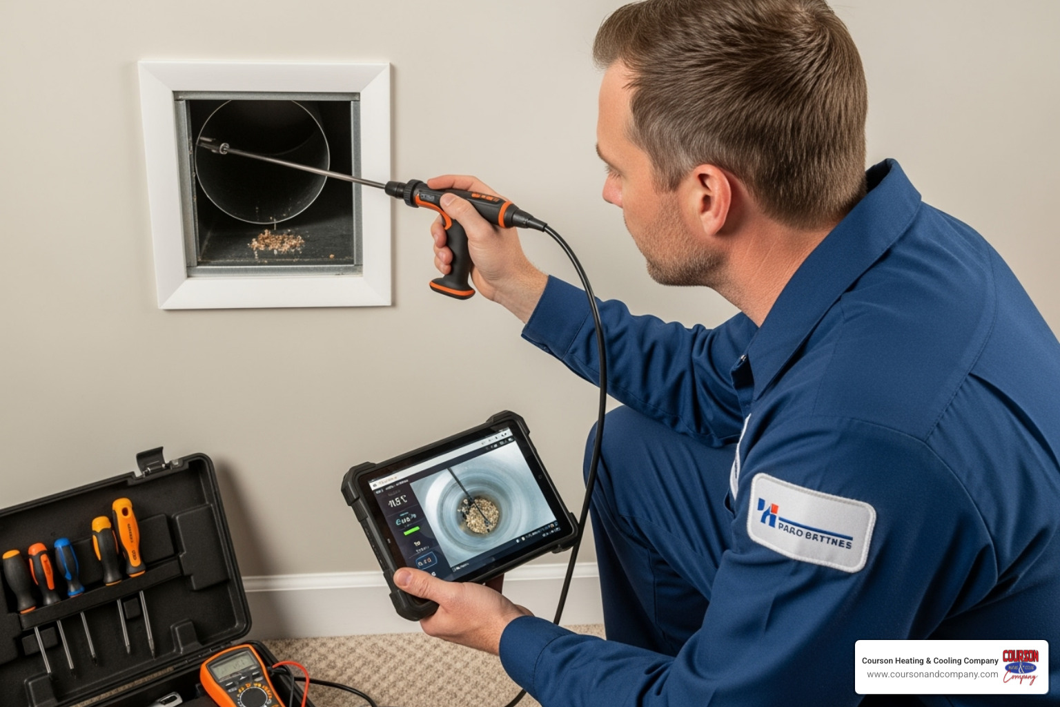 technician using a flexible camera to inspect inside a duct - air duct restoration valrico fl technician using a flexible camera to inspect inside a duct - air duct restoration valrico fl