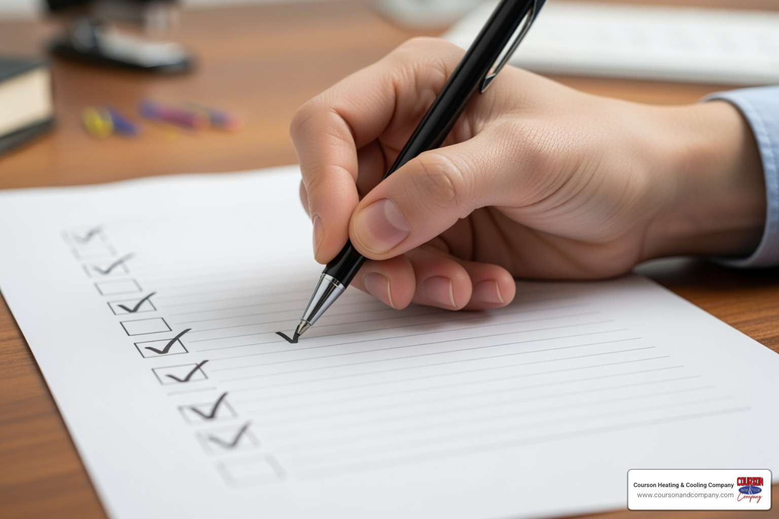 A checklist with items like 'Licensed & Insured' and 'Positive Reviews' ticked off, symbolizing a thorough selection process for an HVAC contractor. - hvac contractor lutz fl