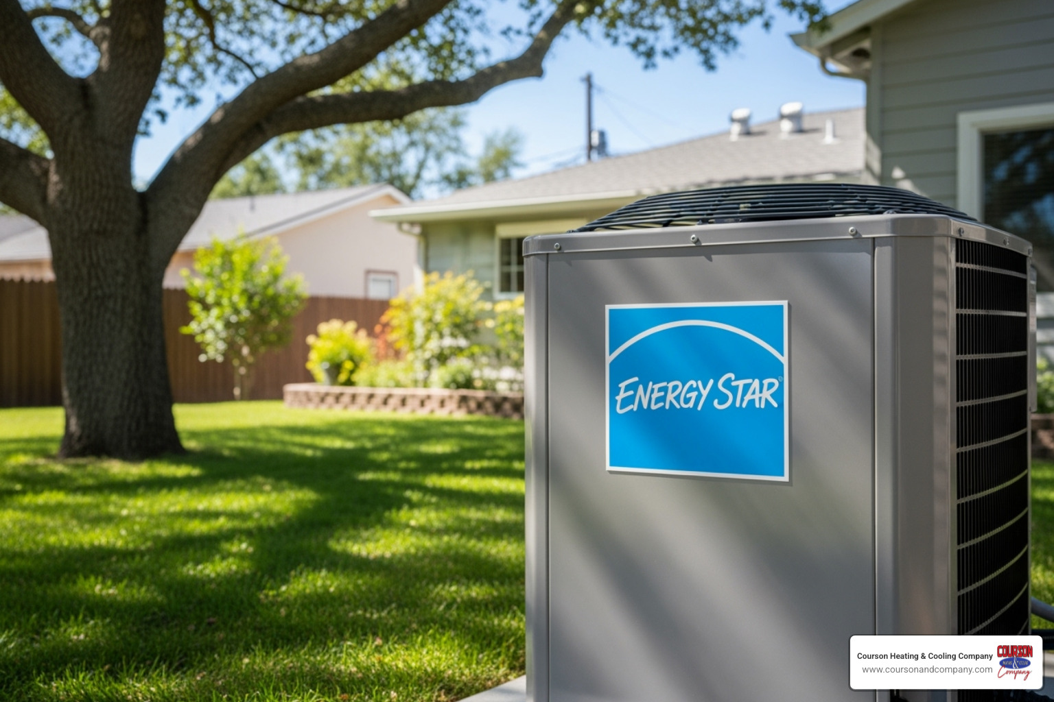 Energy Star logo next to a modern outdoor AC unit - residential hvac installation riverview fl Energy Star logo next to a modern outdoor AC unit - residential hvac installation riverview fl