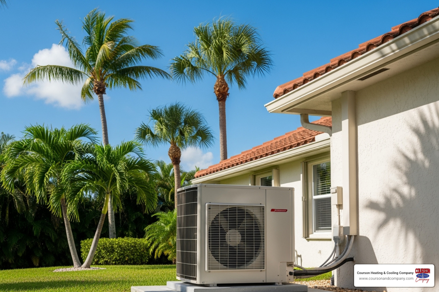 clean outdoor AC unit next to a Florida home - cooling system repair riverview fl clean outdoor AC unit next to a Florida home - cooling system repair riverview fl