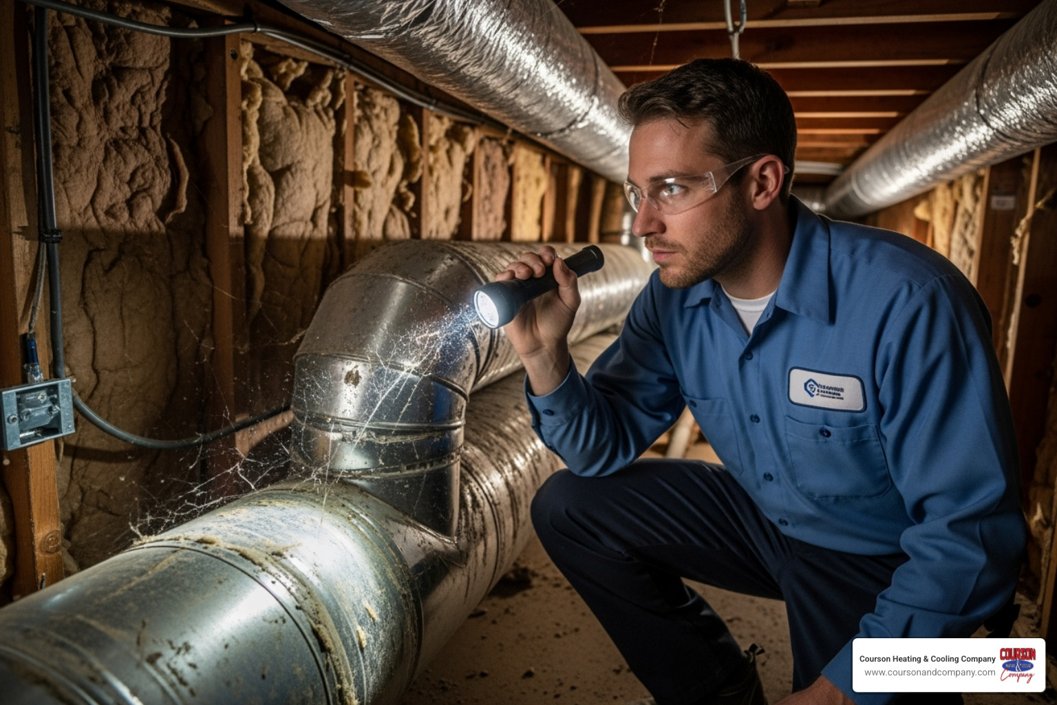 technician inspecting ductwork - airflow optimization riverview fl