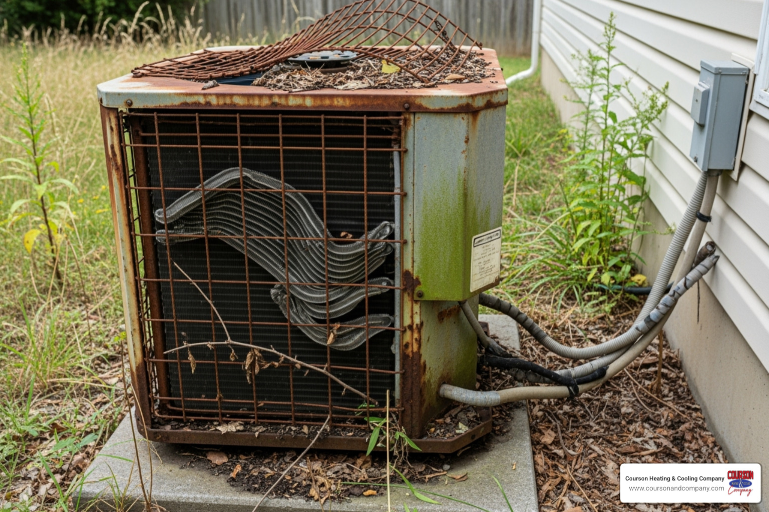old, rusty outdoor AC unit - ac system replacement tampa bay fl