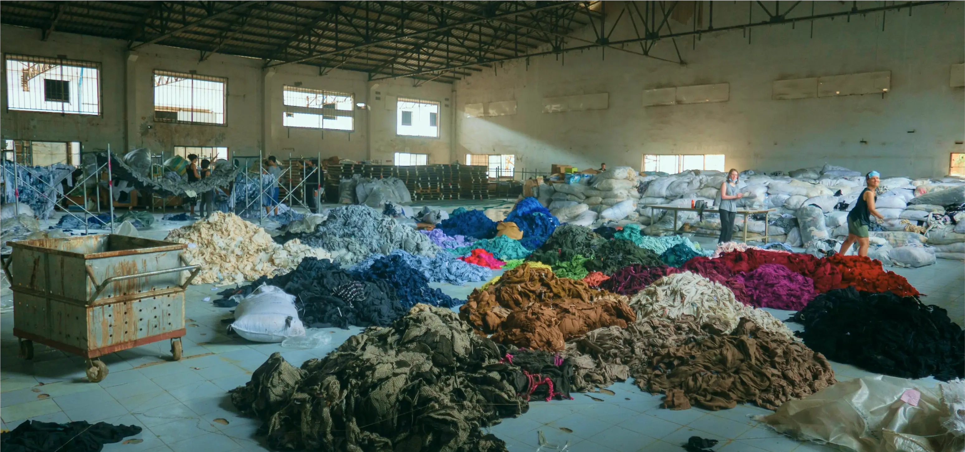 a large room with lots of colorful clothes