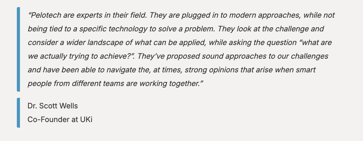 pelotech are experts in the field