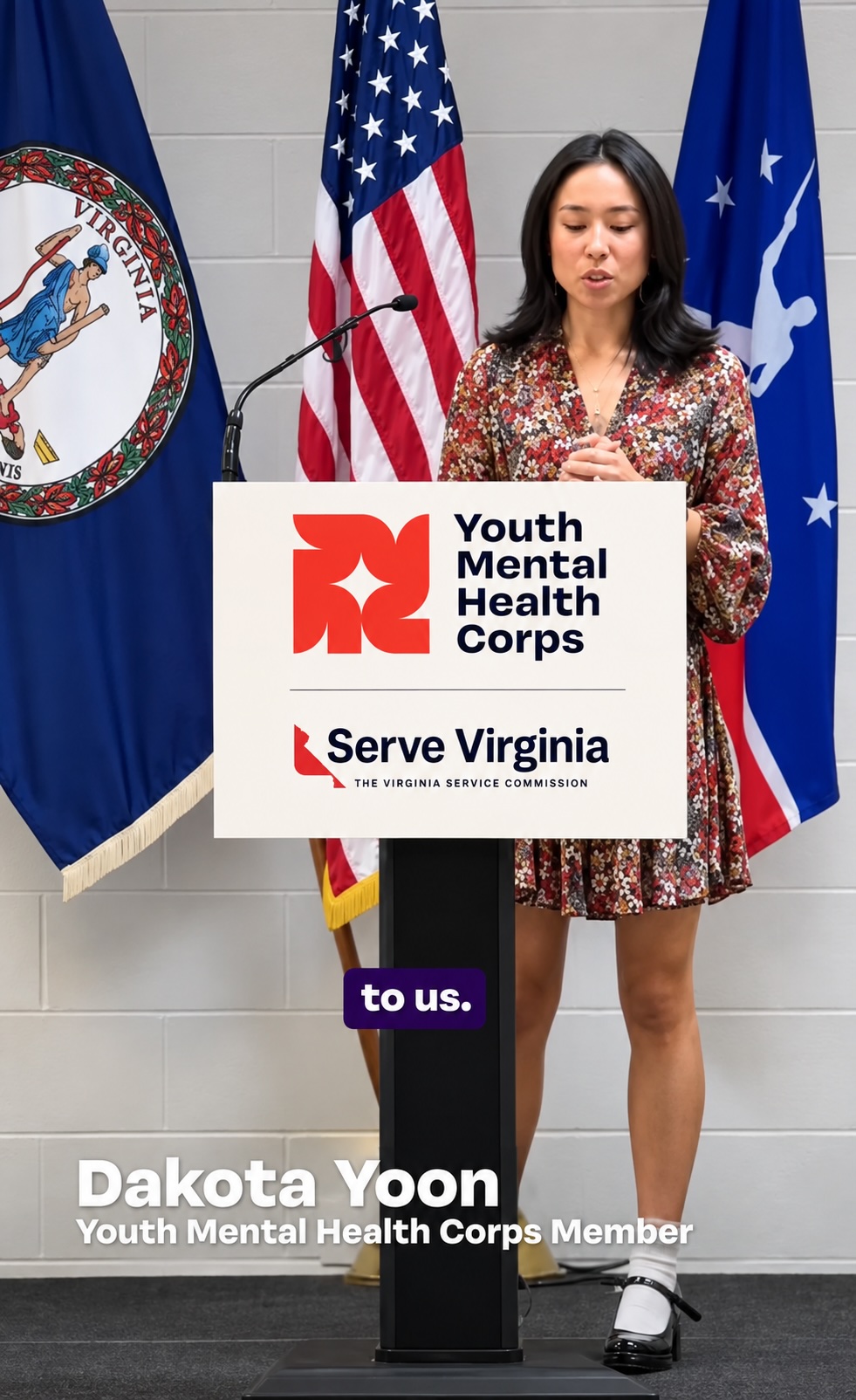 VA YMHC Member and Leadership Fellow, Dakota Yoon presenting at the Serve Virginia Launch Event in Richmond, VA.