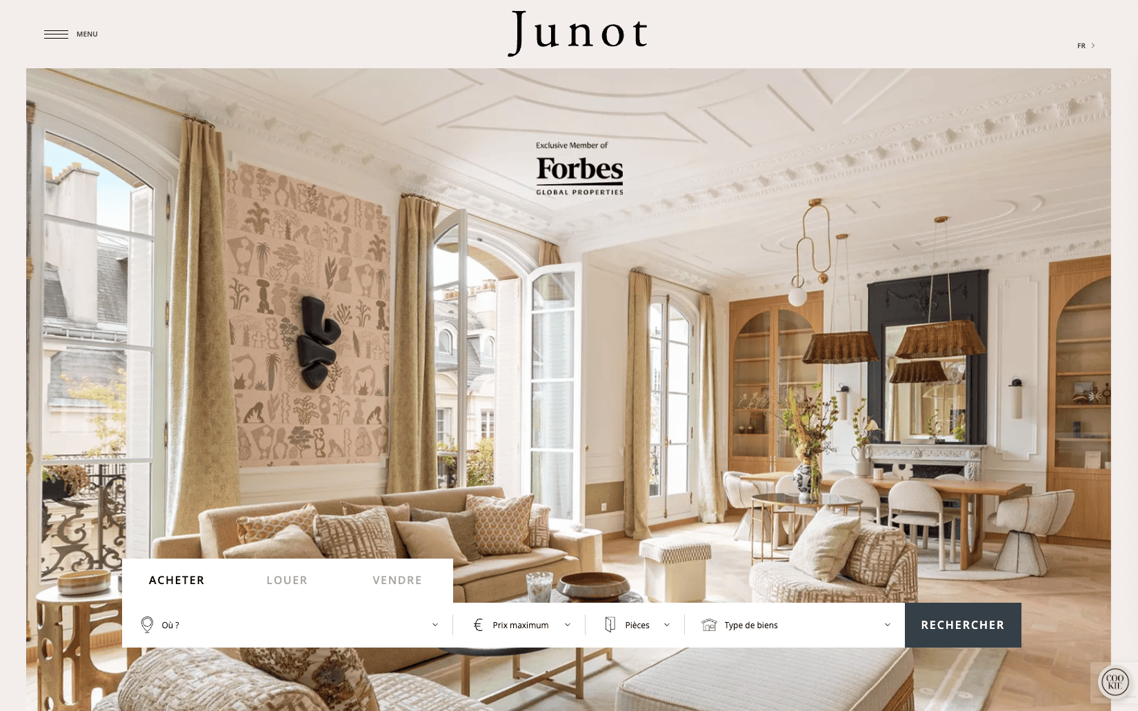 site internet de l'agence immobilière Junot