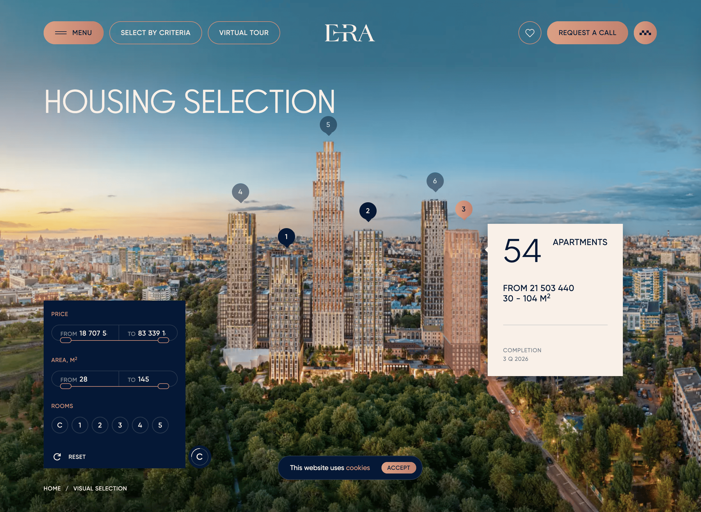 Site présentant un bâtiment de façon totalement immersive