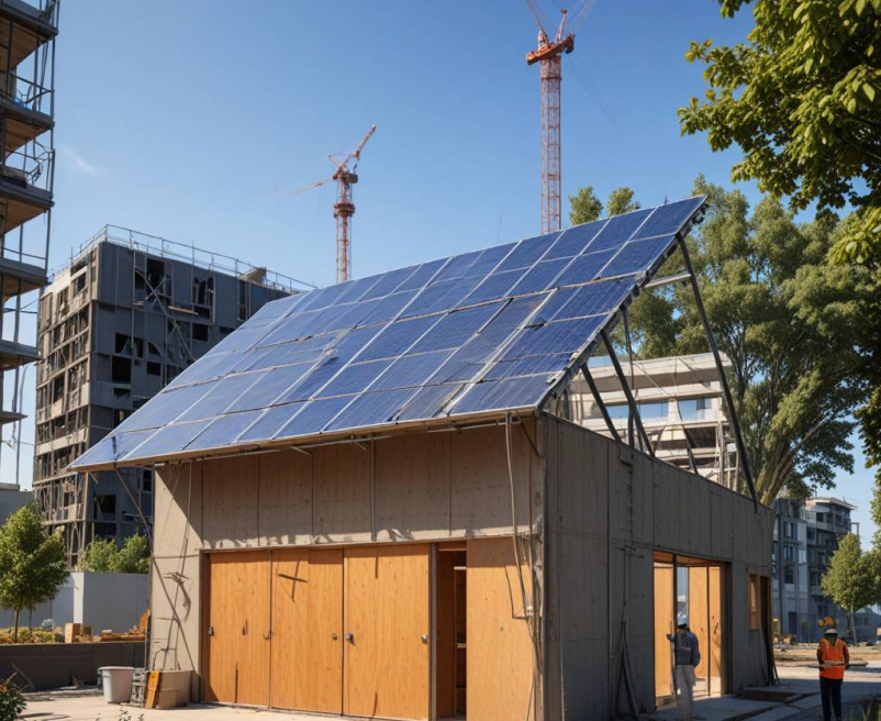 A modern house under construction.