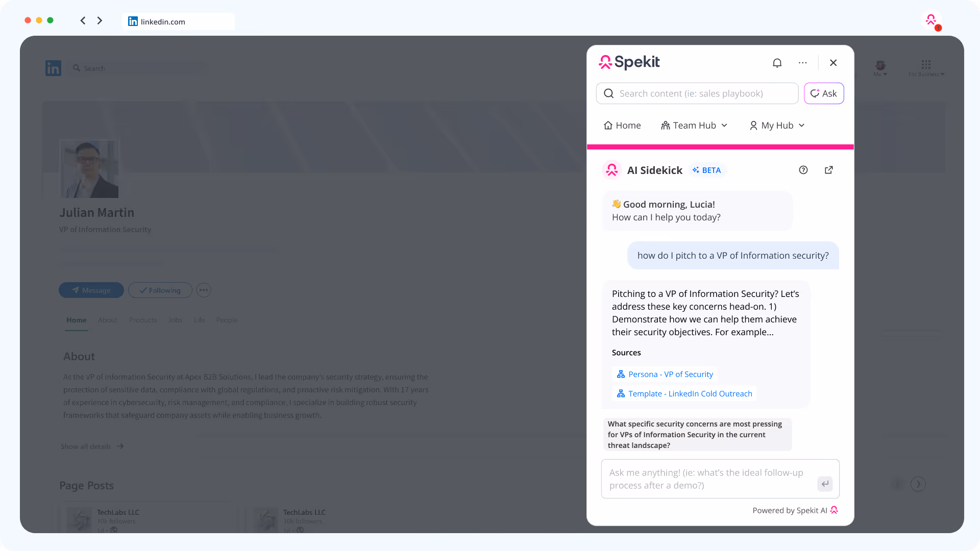 Spekit Ai Sidekick interface