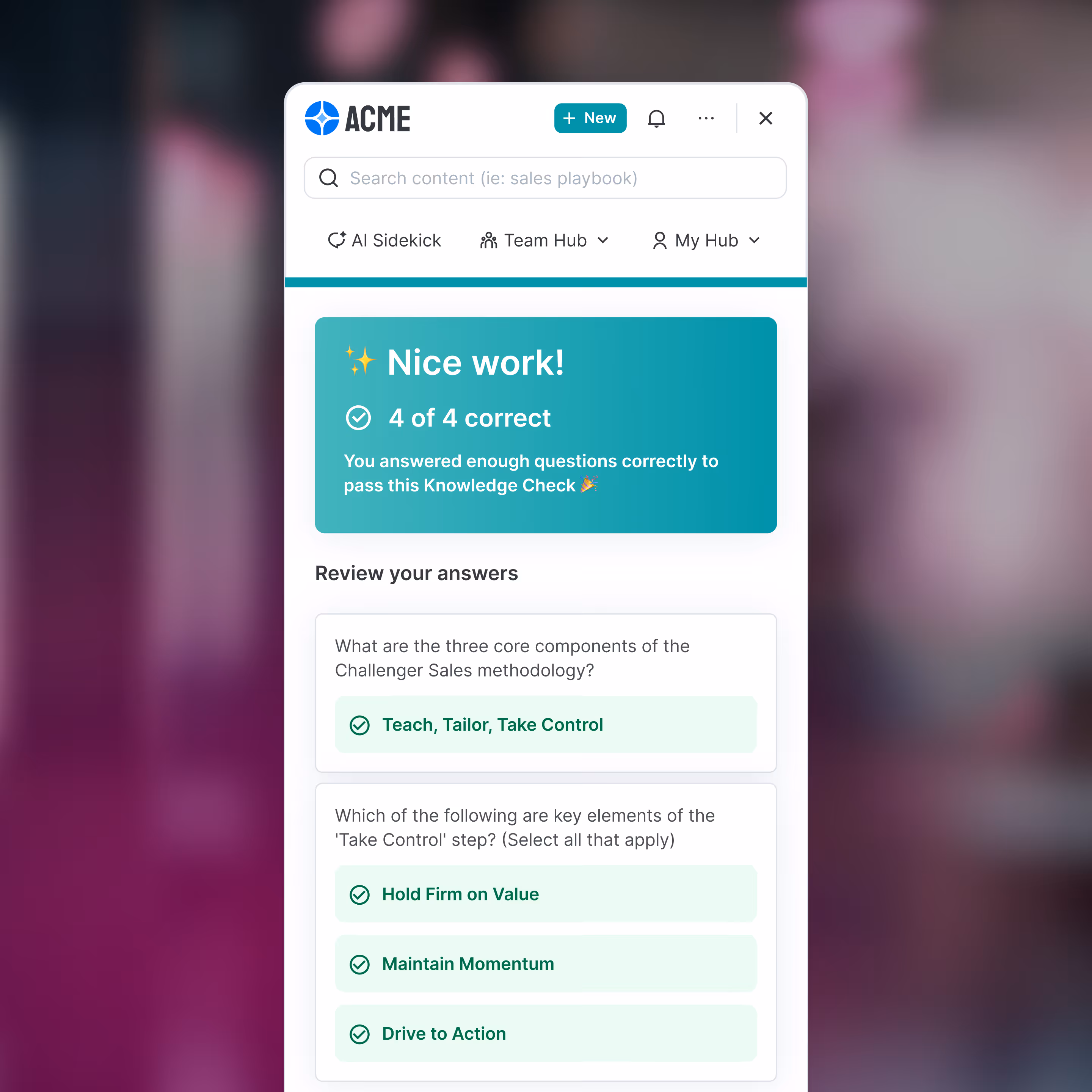 Learning Paths completion tracking showing rep progress