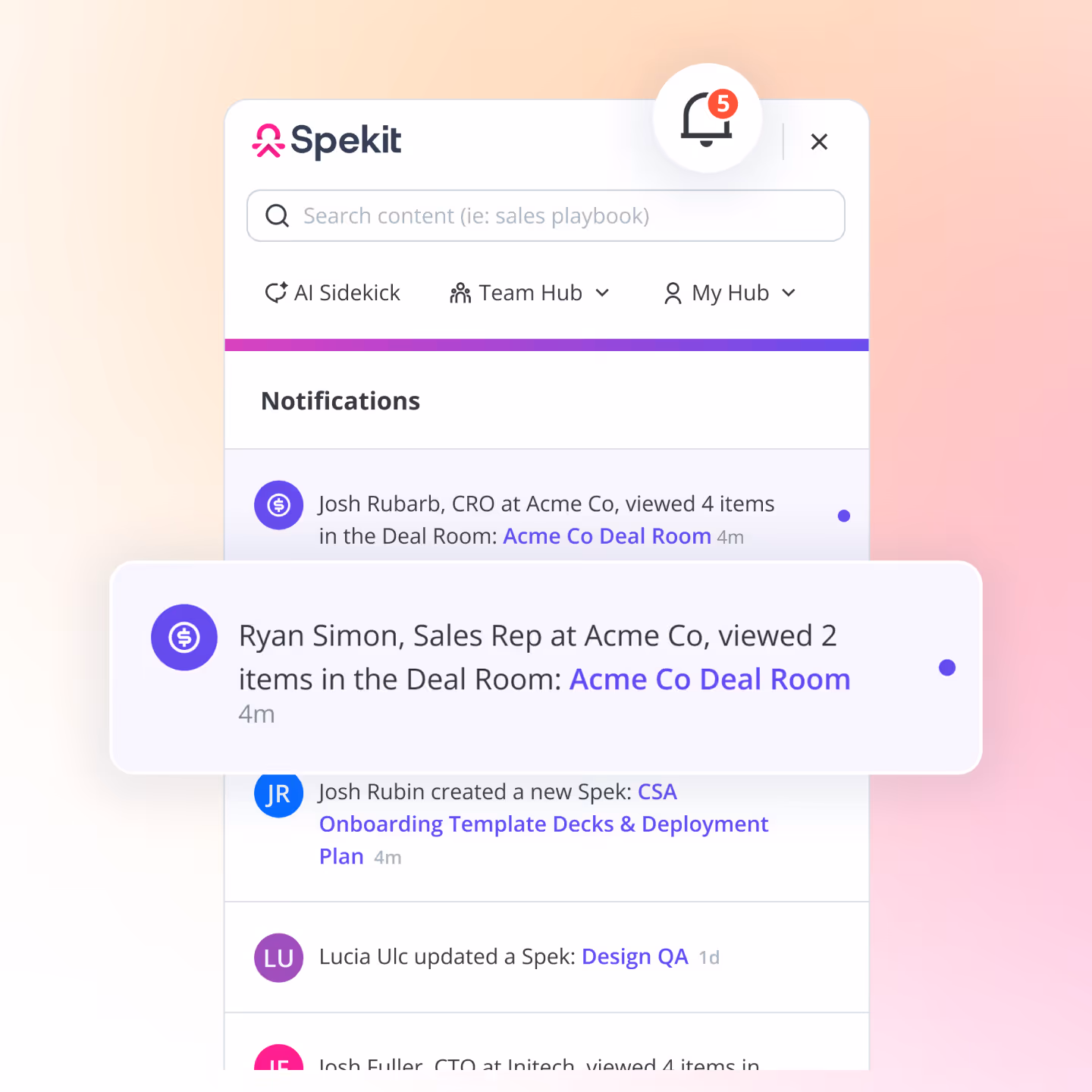 Illustration representing personalized buyer experiences powered by real-time notifications, sales enablement and customer insights