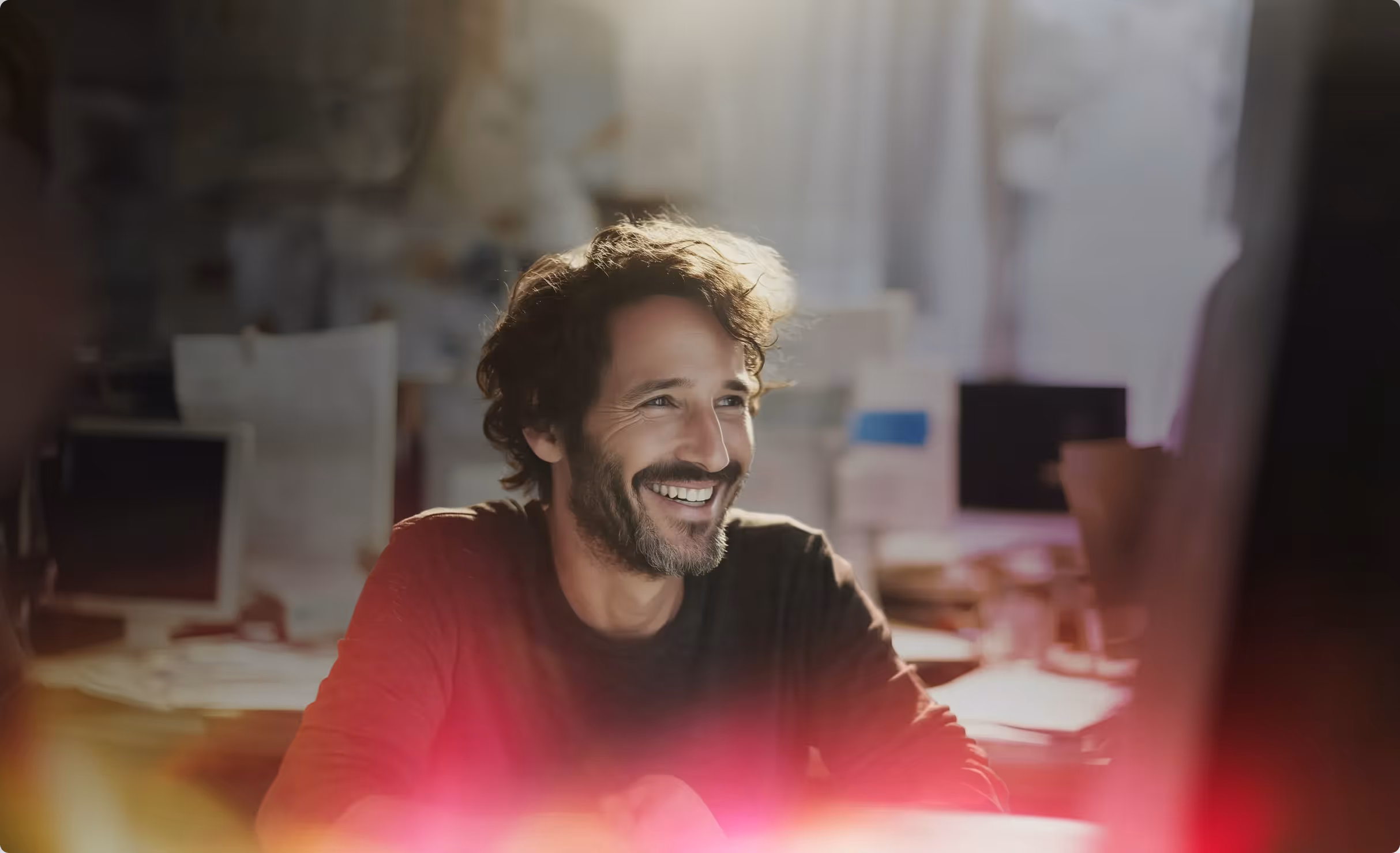 Spekit's Rep Acceleration Platform user interfaces and a smiling man.